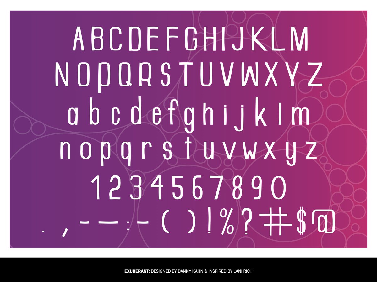 LaniDianeRich's tweet photo. As a typography nerd, I was so thrilled when I was chosen by a talented @NewhouseVIS student to build a font based on me! The student did a wonderful job, and I wanted to show it off to you guys. What do you think? Does Exuberant sound like a font made for me? https://t.co/n6NC15apHt