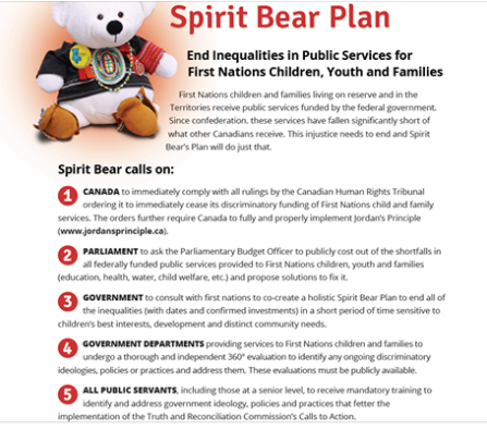 My dream for National Children's Day? That First Nations children don't have to spend their childhoods fighting with the Canadian Gov't to get equitable public services because Canada finally implements the Spirit Bear Plan and ends all the unfairness.