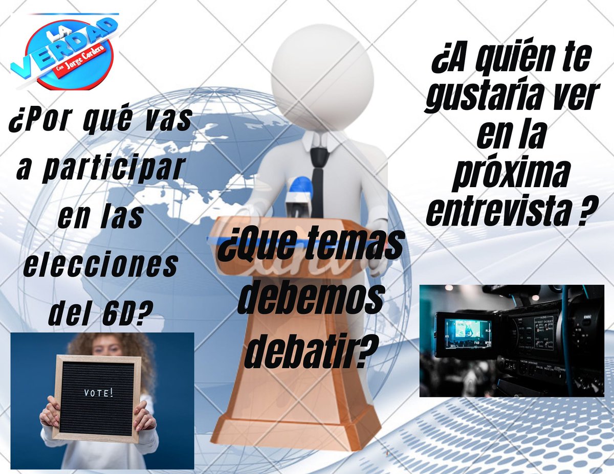 verdad_jorge's tweet photo. #20Nov|| En este su programa La Verdad con Jorge Cordero es importante su participación por eso queremos saber a quien quieres ver en el próximo programa y cuáles temas te gustaría que debatamos 📝

#EsTiempodeElegir ejercer tu voto

Tu opinión es Importante para Nosotros 🤜🤛 https://t.co/HiwtqvydLJ