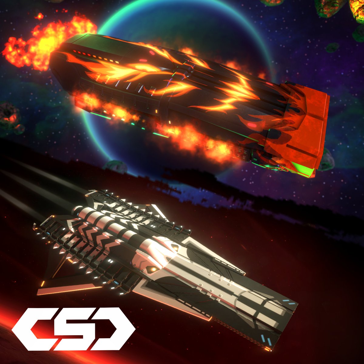 CSCgame's tweet image. Two HE First Fleet ships have yet to be found in the 2020 Halloween Crates: Burning Jack and Bones! Both come with unlimited replication, unique trail effects, and cannot be crafted! 🚀 Who will be the lucky commander?? 👉 bit.ly/csc-store
