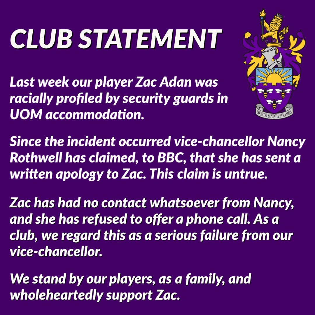 Club statement in support of our player Zac Adan.