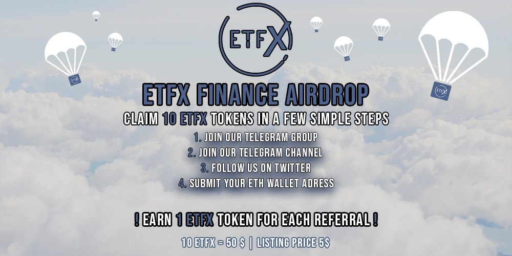 CryptoTownEU's tweet photo. 🚀 Airdrop: https://t.co/Evz1mdlKJ8 Airdrop 
💰 Value: $ 50
👥 Referral: $ 5
💸 10 + 1 ETFX 
⏰ 2 minutes

📖 Step-by-step guide:
1. Talk with the telegram bot: https://t.co/yGB8sDBWLK
2. Do some social tasks

#cryptocurrency #Crypto #Airdrops #Airdrop #bitcoin #ico #giveaway https://t.co/qjUwnSUiMY