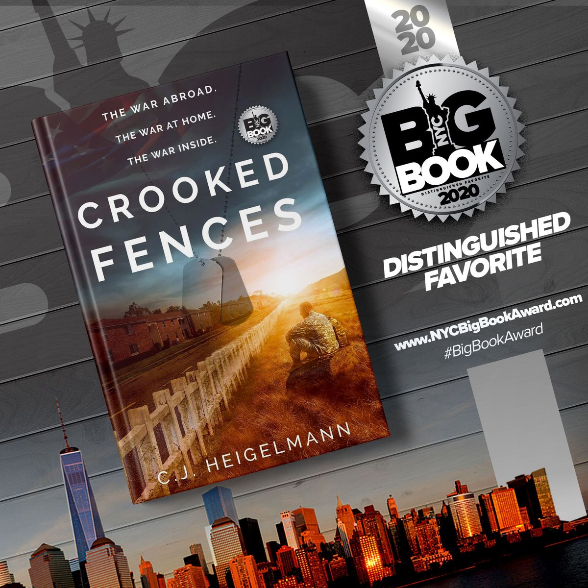GabbyBookAwards's tweet photo. NYC BIG BOOK AWARD Distinguished Favorite
#Military #Fiction 

"Crooked Fences" by C.J. Heigelmann https://t.co/6dCw6lZKDb

@cjheigelmann  #PTSD #disabledrollcall #depression #EqualityForAll #readingcommunity #Veterans #LawEnforcement #Multicultural #BigBookAward #GabbyBookAwards https://t.co/thD69JSCXE