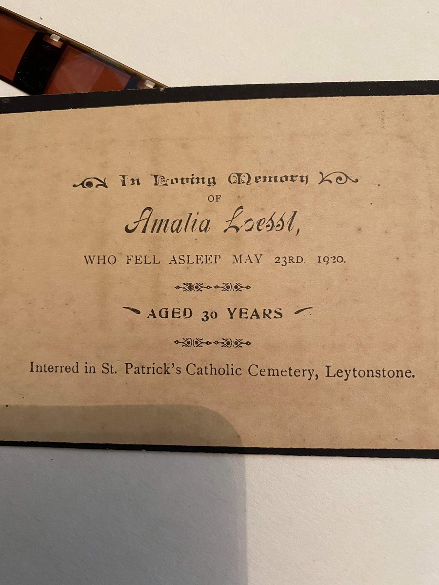 MLossl's tweet photo. A wonderful find in my cousin’s attic. 
Amalia Lossl (aka Loessl) nee Demmel, died 100 years ago, from #Spanishflu #pandemic Amalia was unknown to me, until my #familyhistory research unveiled her heart rending and heroic #WW1 life story. We remember Amalia with love. #Genealogy https://t.co/rfYCoZcH1D