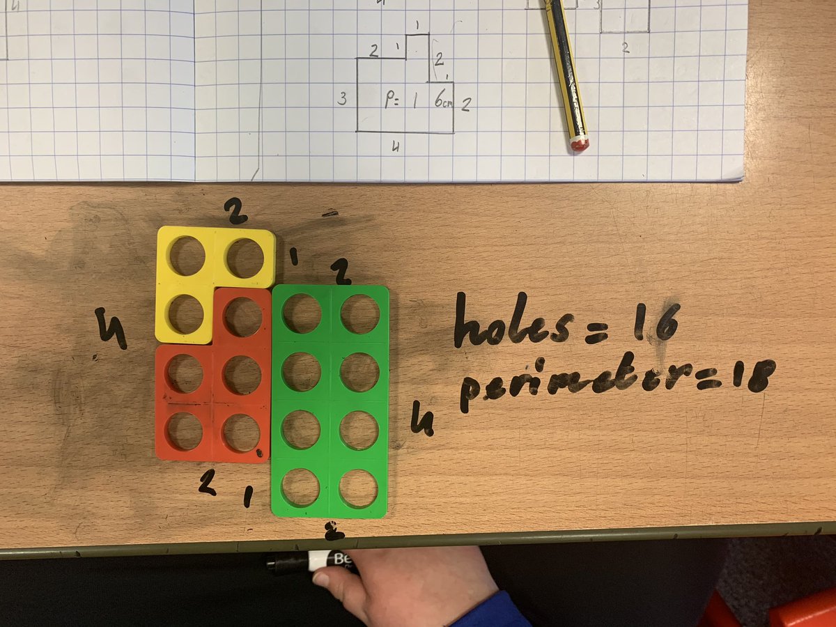MrMJEllis's tweet photo. 🚨 Numicon to Bookwork 🚨 

We moved learning on as we made rectilinear shapes, worked out the perimeter and then drew them in our books! 

Challenge idea 💡from @kellis_Lect we could have spent all afternoon on it 🧮🧮 https://t.co/2KMeX16ijT