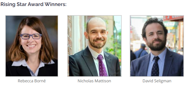 NCLC4consumers's tweet photo. We are proud to present the 2020 Rising Star Award winners: @rkborne @CRLONLINE, Nicholas Mattison at Feferman, Warren & Mattison, and @daveyseligman @TowardsJustice. These three represent the best and brightest young talent in the field of consumer law. #VirtualCRLC https://t.co/08kv7ecF2s
