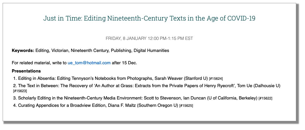 GissingGeorge's tweet image. Going to #MLA2021? Check out our panel on editing c19 texts! #Tennyson #Gissing #Scott #Stevenson #Maugham #editing #Victorian #publishing #digitalhumanities