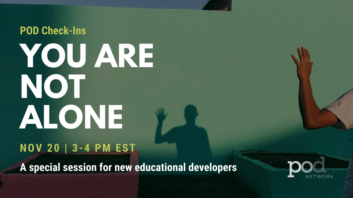 PODNetworkHQ's tweet photo. TODAY 3-4pm ET: This Professional Development Committee-sponsored session is for new educational developers to connect with one another and discuss what kind of support you need right now.
We hope you will join us: https://t.co/EzjB5ImOp5 https://t.co/TQm77VEnfw