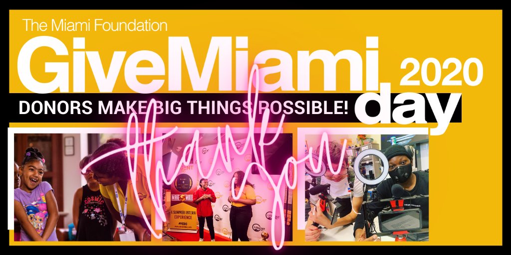 UrgentInc's tweet photo. A BIG THANK YOU TO ALL OUR GIVE MIAMI DAY DONORS! #GiveMiamiDay2020 https://t.co/4N7YBWo0WR