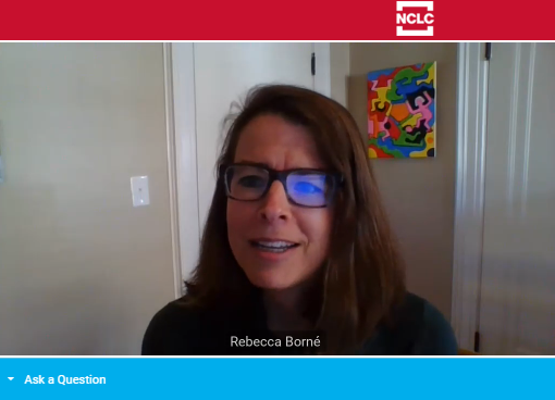 NCLC4consumers's tweet photo. Rebecca Borné (@rkborne) advocates for federal protections against predatory practices that exploit the financially vulnerable, particularly in the areas of payday loans, high-cost installment loans & depository overdraft practices #StopTheDebtTrap #ProtectConsumers #VirtualCRLC https://t.co/WHfpByfYUT
