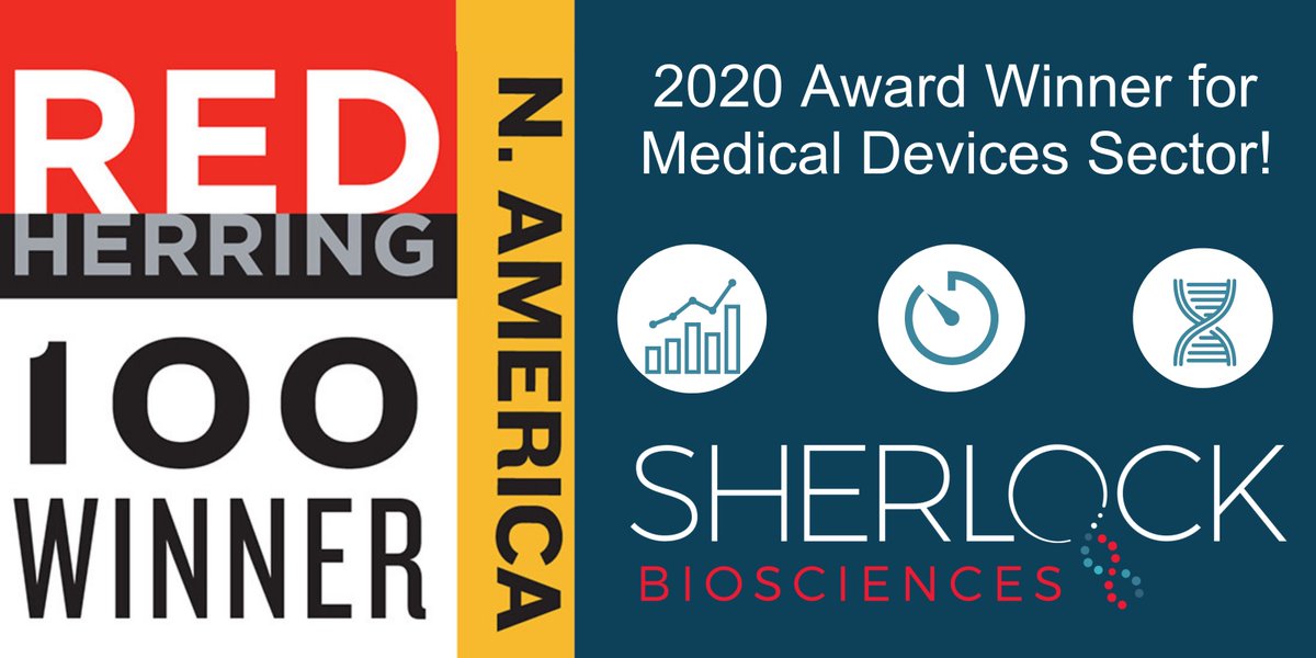 We’re excited to be selected as a winner in the 2020 Red Herring Top 100 North America Awards. The award from <a href="/digitalherring/">Red Herring</a> recognizes the most promising private ventures from around the world. sherlock.bio/sherlock-biosc…