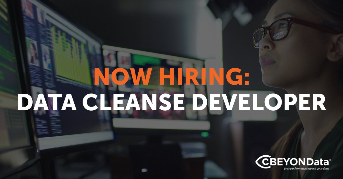 cBEYONData's tweet image. Are you a Data Cleanse Developer looking to join a growing team?
Do you have #ETL or #datacleanse experience, US citizenship, and located in either Austin, TX or Washington, DC?
Then apply to join our team!
cbeyondata.com/careers/
#DataCleanseDeveloper #Hiring #BIJobs
