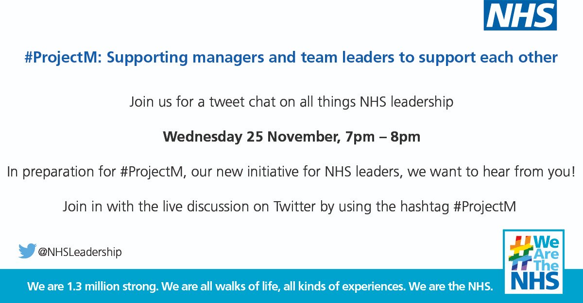 NHSLeadership's tweet photo. We’re working on an exciting new initiative that offers practical support and resources to leaders and managers across the NHS - #ProjectM https://t.co/kzJ9Cx40n6