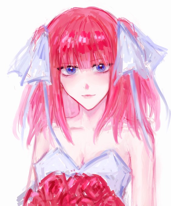 めんめんさんがTwitterに投稿した中野二乃(五等分の花嫁)のイラスト。