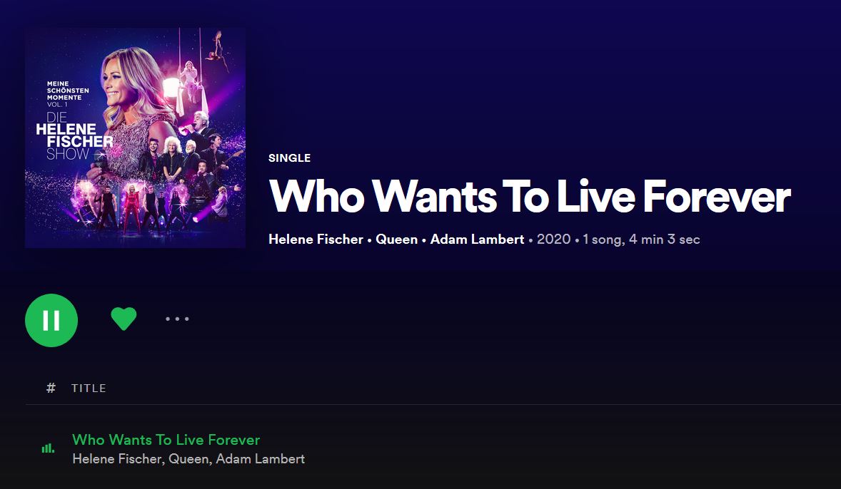 Lilybop On Twitter Who Wants To Live Forever Helene Fischer Queen Adamlambert Https T Co B7ohsrrvpu