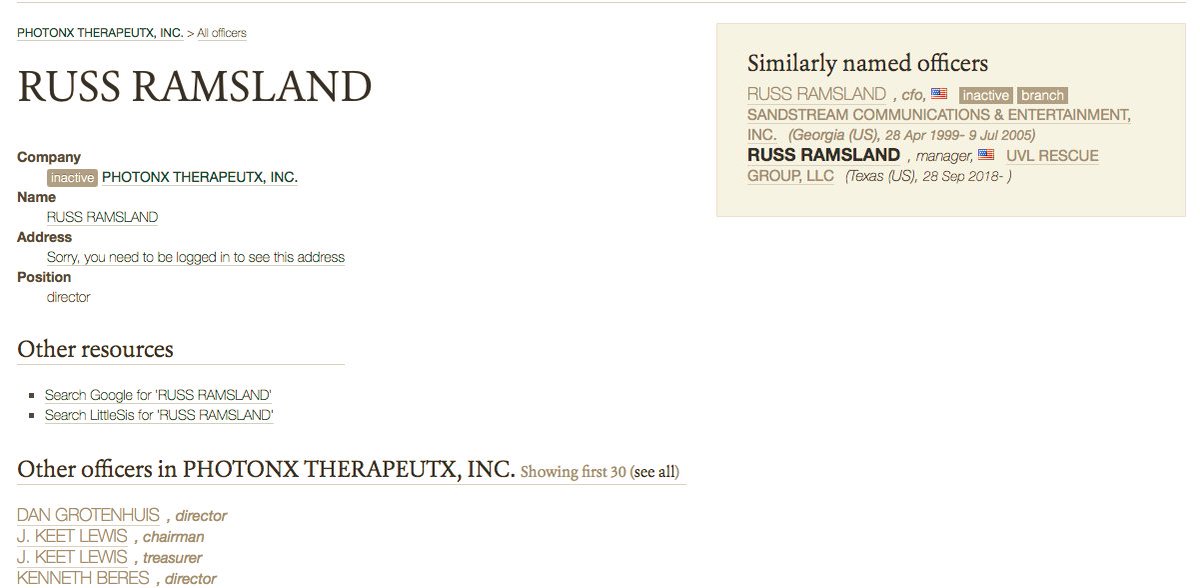 I wanted to fact check that he's linked to the "inject UV" therapeutic  https://opencorporates.com/officers/363027686