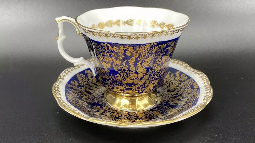 Royal Albert has this series called Buckingham that has this intricate gold detailing that goes back to different colors. However I think the most lavish one is the cobalt blue.