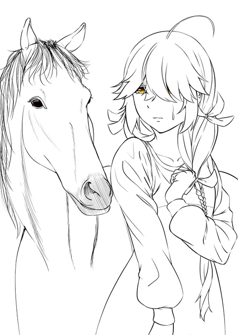 次の絵の線画 