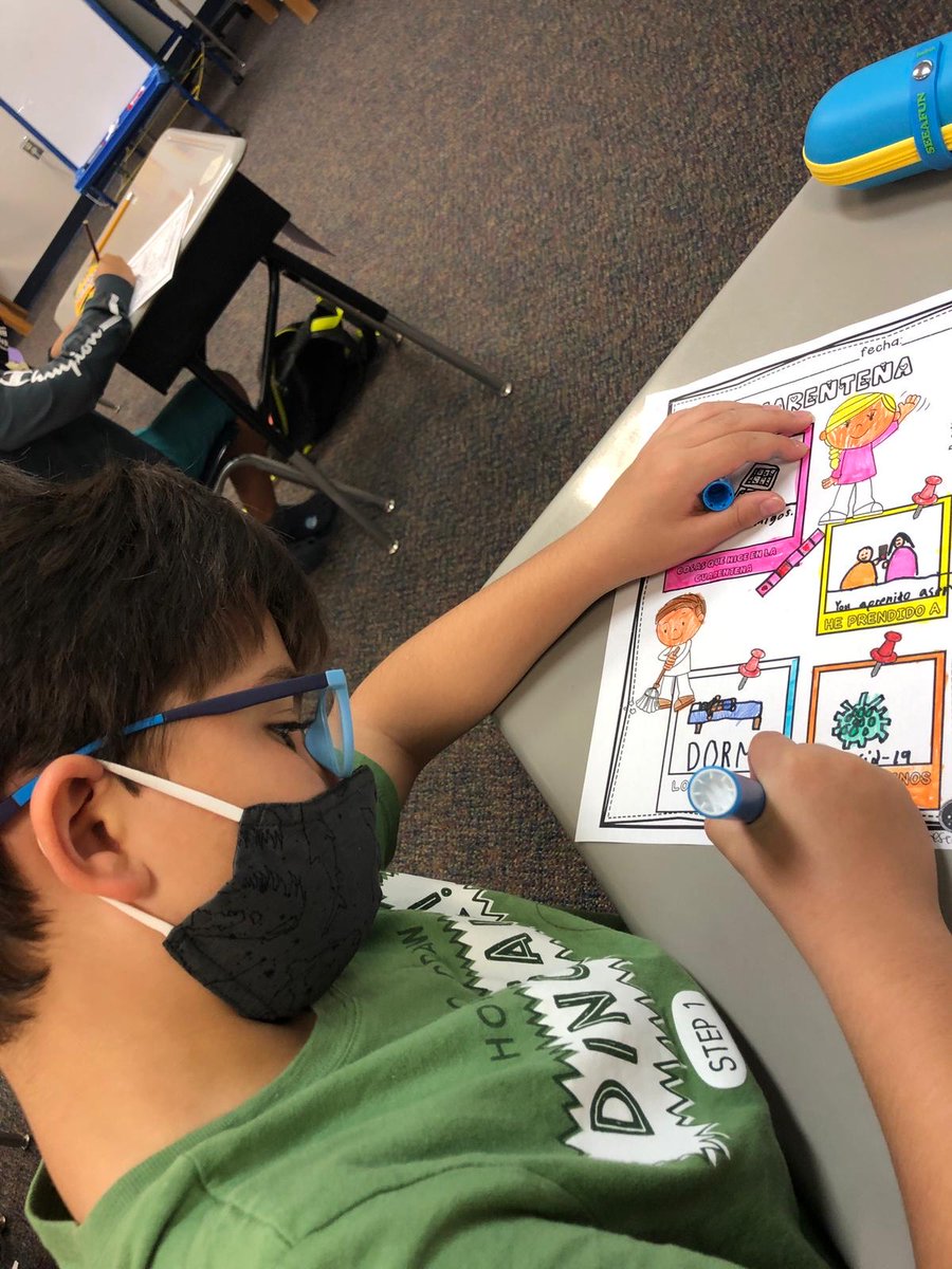 ImmersionNc's tweet photo. #Third Grade students reflecting on what they did during #Cuarentena time! #BaileyElementary #Spanish #immersion @NCPSchools https://t.co/gp1Gdv6mH2