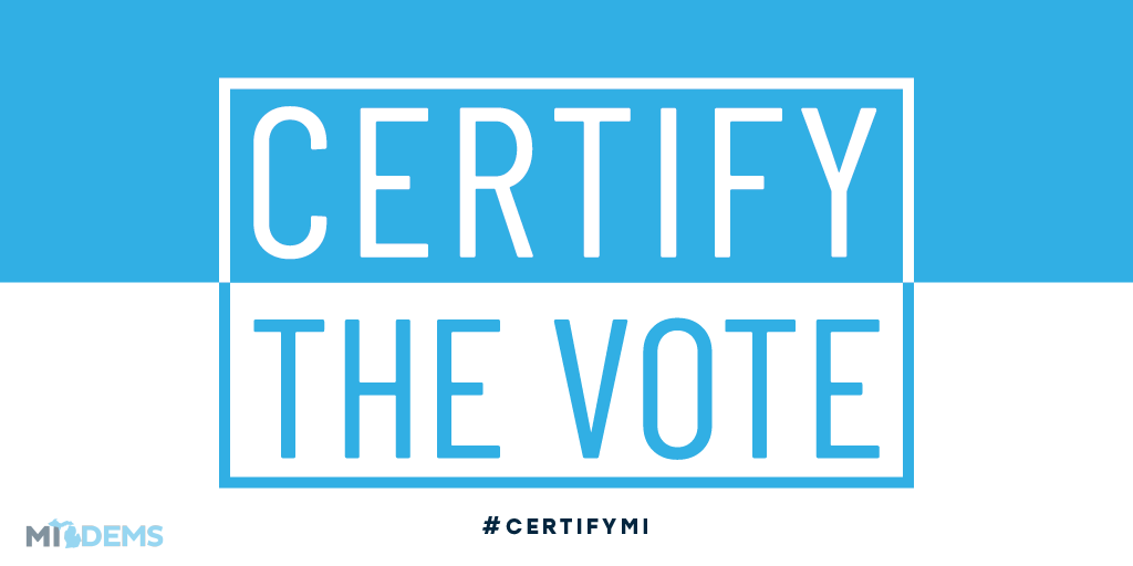 MQT_Dems's tweet photo. Save these numbers in your phone: (517) 373-5932 and (517) 373-2629
 Remember: Board of Canvassers meeting on Monday — and then light up the phones. Call @SenMikeShirkey and @LeeChatfield to demand they respect the will of the people! #CertifyMI https://t.co/lexNsDt0ao https://t.co/0usCChGhmD