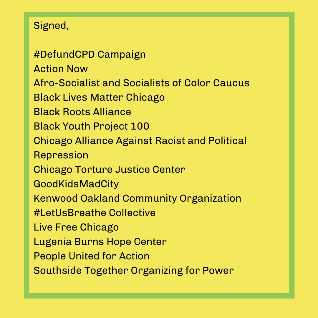 (2/2):  @afsc_org  @BPNCchicago  @ChiBondFund  @ChicagoCityDSA  @CTULocal1  @GrassrootsChi  @SeniorCaucus  @JCUA_News  @LSNAChicago  @northsideaction  @ONENorthside  @OCAD_Chi  @CollectivePO  @sswuchicago  @SETaskForce  @peopleslobbyusa  @united10thward  @neighbors35th  @UWFIllinois  @uplcchicago