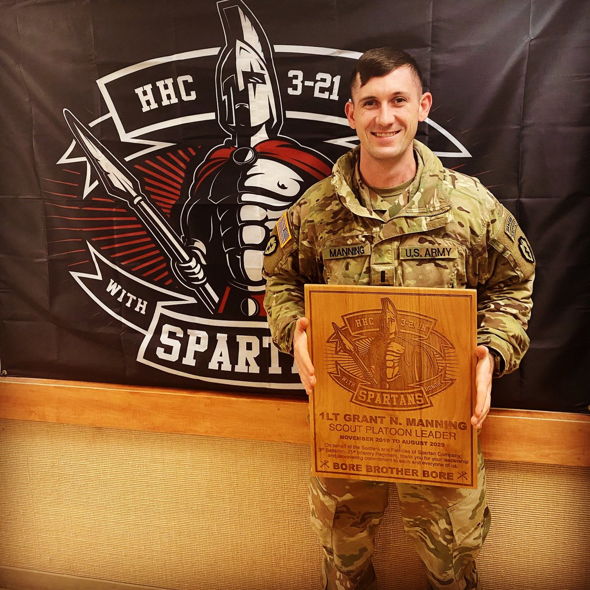 CPT_Ehie's tweet photo. It’s always bittersweet saying farewell to impactful leaders within any organization. Best of luck in the 75th 1LT Manning. You’ll be missed by the Spartans. With Honor! https://t.co/SPhqXRAeCj