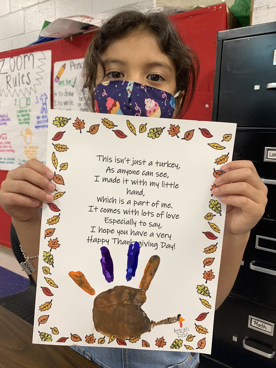 ms_hernandez2's tweet photo. Had some fun with poetry today 😊🤎🦃 We read it, found rhyming words, then made hand turkeys. I love incorporating crafts into a lesson! #Kindergarten #HowsmanLegends @NISDHowsman https://t.co/MxDJLtMy61