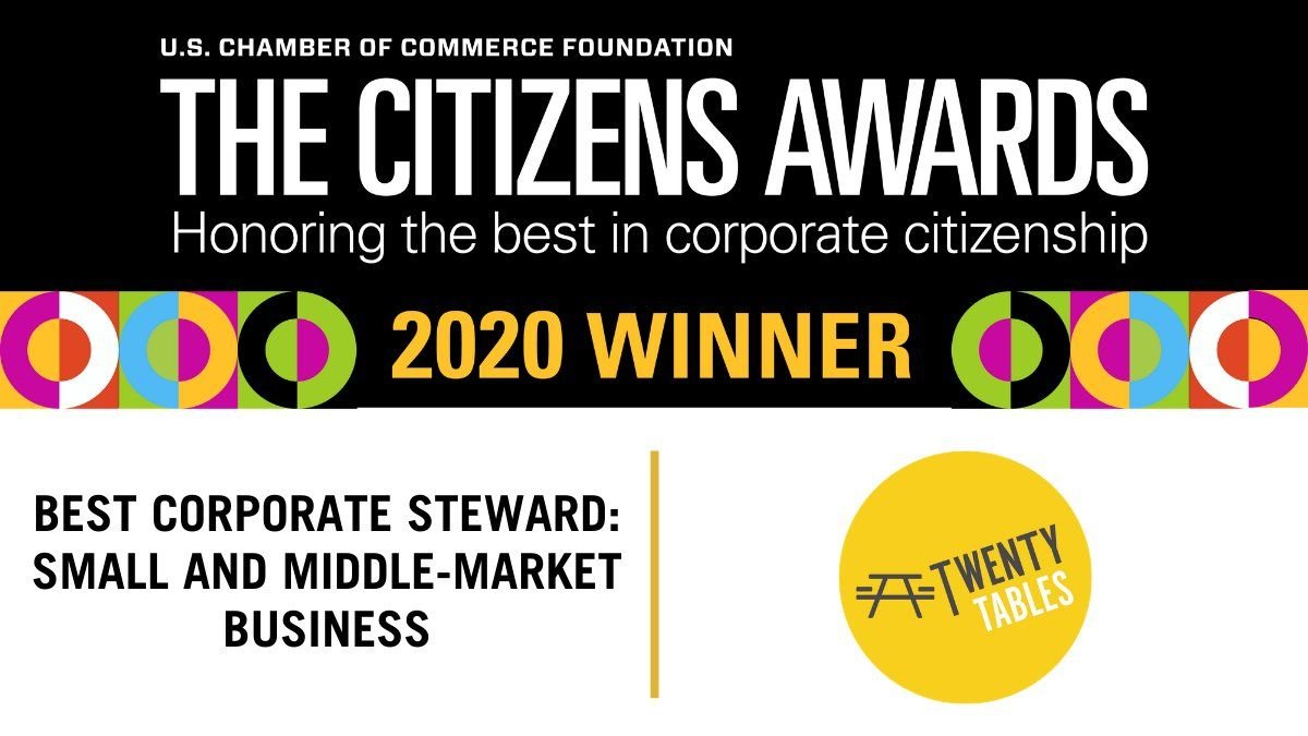 HUGE congratulations to our client <a href="/TwentyTables/">TwentyTables</a> on being named 2020 Best Corporate Steward by the <a href="/USCCFoundation/">U.S. Chamber of Commerce Foundation</a>! An honor VERY well deserved!

We're proud to empower clients like TwentyTables, who are changing the world one meal at a time
#CorporateCitizenship #AppDevelopment