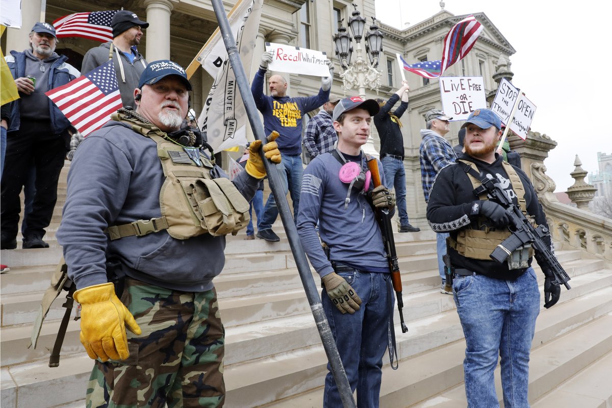 Back to 2020, people have marched, rioted or protested from Trafalgar Square to the Michigan Statehouse, sometimes armed with guns.There have been more than 30 major protests in 26 countries between March and October just against Covid rules  https://trib.al/gObEgCM&q...