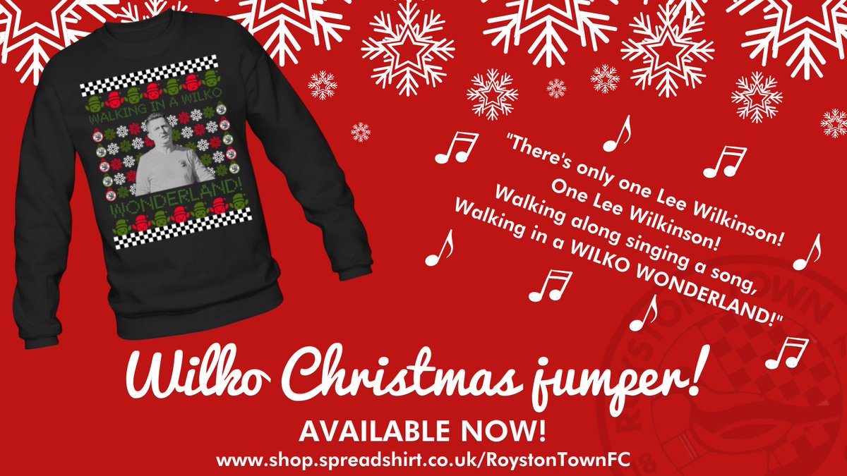 RoystonTownFC's tweet photo. We heard that our Vets team were feeling a little left out in not having their own #ChristmasJumper design so we fixed that... with our new 'Wilko Wonderland' design featuring @wilko_6 

https://t.co/RXlVT0iyqJ

#CROWS #COYC #WilkoWonderland https://t.co/Il3FetGyic