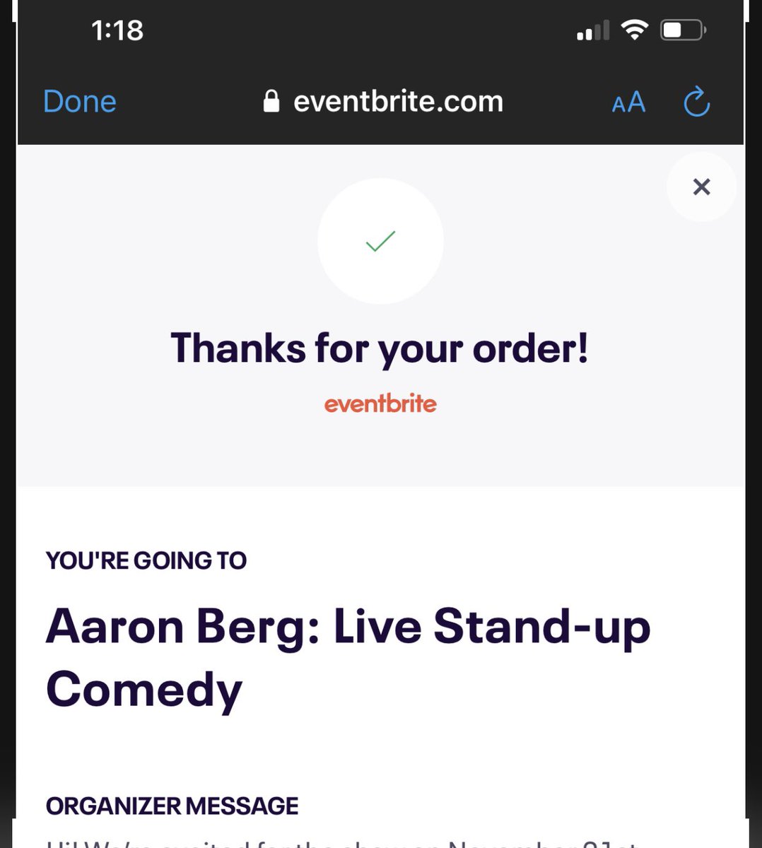 TheNator03's tweet photo. @aaronbergcomedy @DiamondEugene1 Can’t wait to check out one half of the funniest fucks on @InHotWatershow #supportstandup #realcomedians @aaronbergcomedy #couplesticket https://t.co/JGTyqQmVA2