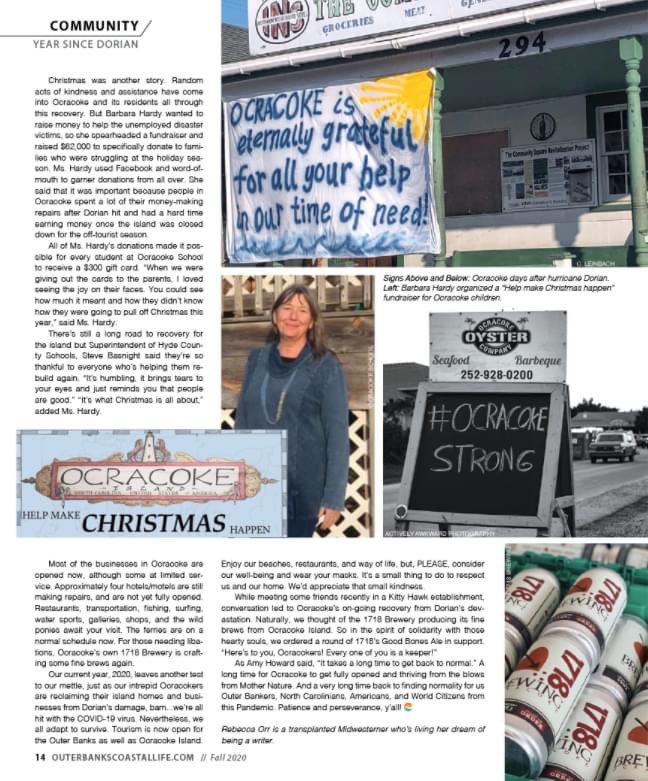 ThreeDogInk's tweet image. A Year Post Dorian ~ One year later, how Ocracoke was fared. ~ An article that was in the Fall 2020 issue for @OBXcoastallife