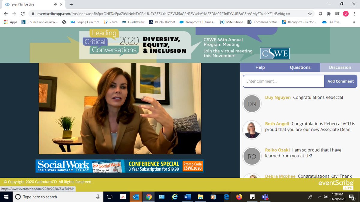 juliemrhoads's tweet photo. @DrRJGomez talking about asking the right questions- it's not just about "why?" but "why not? why can't we do it differently?" Congratulations Rebecca on Distinguished Recent Contributions to SWE Award #APM2020 @CSocialWorkEd https://t.co/rYZdicQ02D