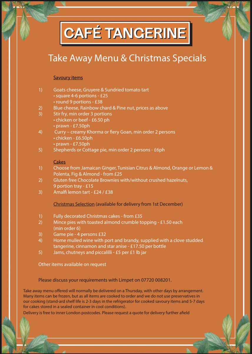 KCWLondon's tweet photo. Café Tangerine, located inside the @ifru_london, is now featuring a sensational takeaway and Christmas menu. #CaféTangerine #londonfood https://t.co/SqGkZMngKI