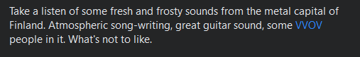 MetalHarbinger's tweet photo. We've got some amazing feedback! Also go check @VVOVmusic, our guitarist Arto Kujala plays in it. https://t.co/D83nDBwura