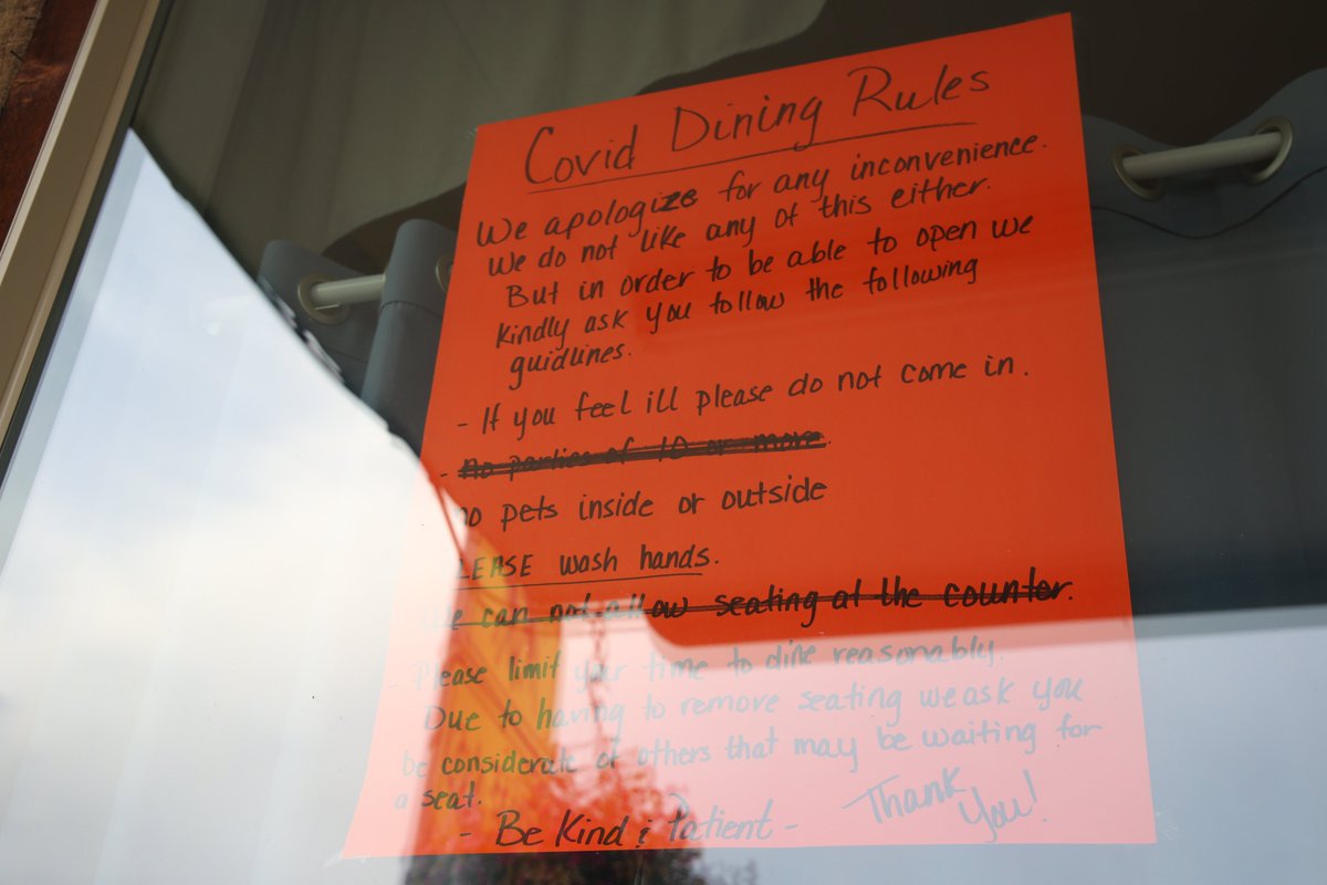 The coalition shows Gov. Brown will have a difficult time getting areas to comply with her exec. orders, even as hospital beds east of the Cascades fill with sick patients, and many health leaders support the restrictions. (sign seen in Praire City in June) 2/17