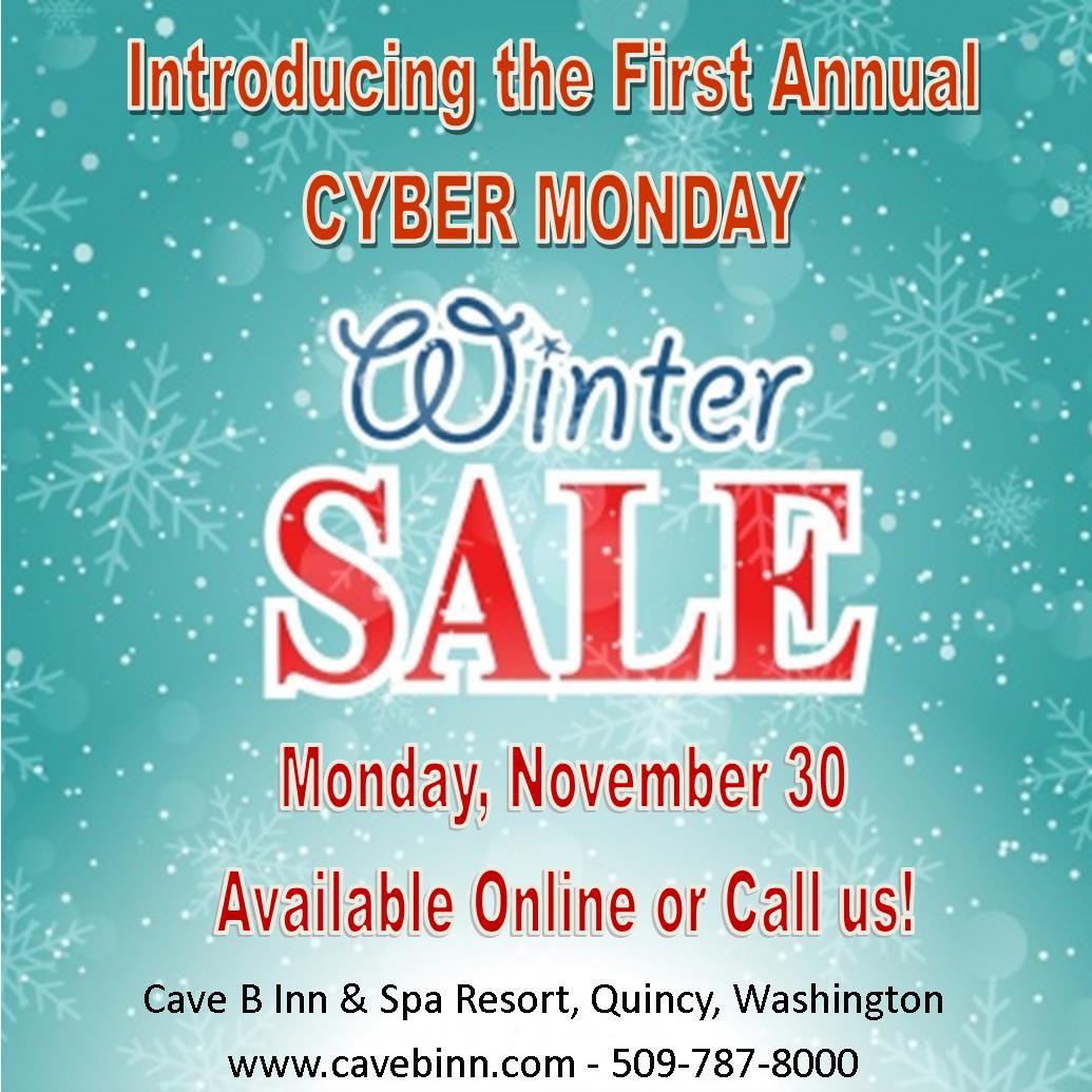 CaveBResort's tweet photo. Don’t Miss Our Cyber Monday Sale at Cave B Inn &amp; Spa Resort! Stay Tuned with More to Come on Cyber Monday! https://t.co/6QysWcfGwq