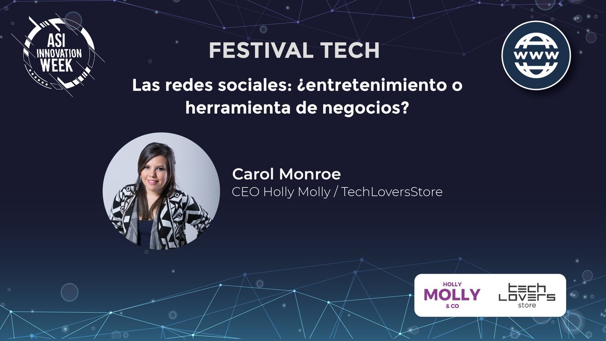 asielsalvador's tweet photo. @CarolMonroe CEO de Holly Molly y TechloverStore nos plantea y profundiza en las redes sociales ¿entretenimiento o herramientas de negocios? en #FestivalTech #ASIInnovationWeek2020 #Día5 #Innovación #Industriales
@HollyMollyCO @TechLoversFM https://t.co/lcLFG38j2d
