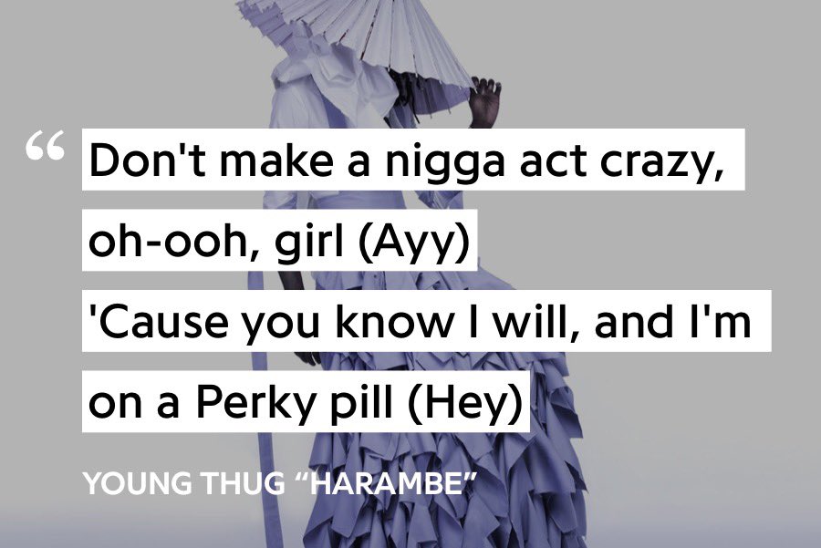 the highlight here is “Harambe.” titled after the famous gorilla, thug changes his voice an insane amount on this track, sometimes growling, sometimes crooning. whether screaming about going apeshit or singing about wanting to have babies, thug continues to show his diversity.