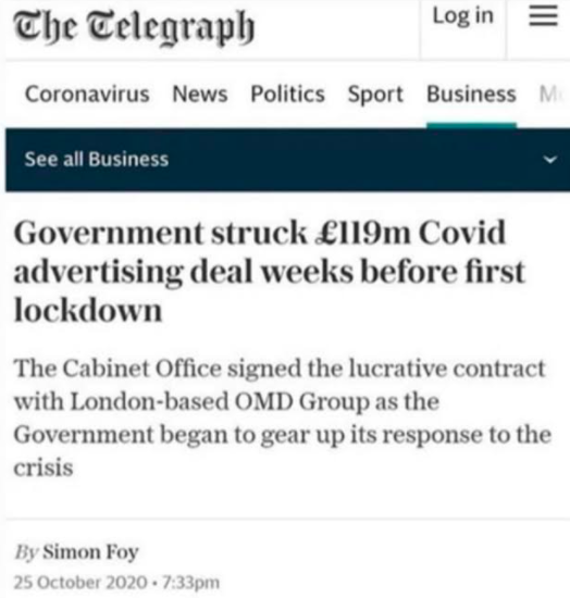 19/86: There are some alarming occurrences that would make someone think this was planned. Just like a government deal that was conducted weeks before the pandemic was even acknowledged involving deals for advertising Covid.
