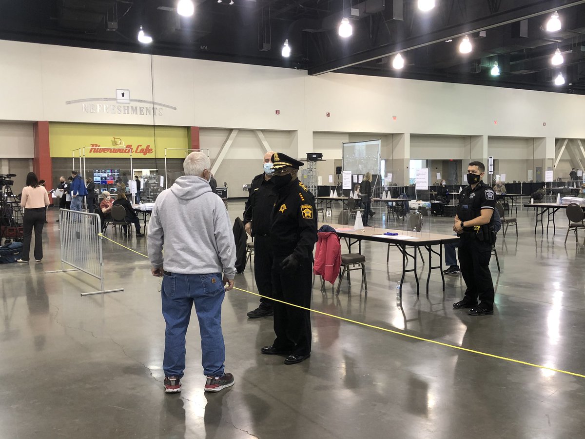 Sheriff Earnell Lucas visits the Milwaukee  #recount2020 facility to survey the setup