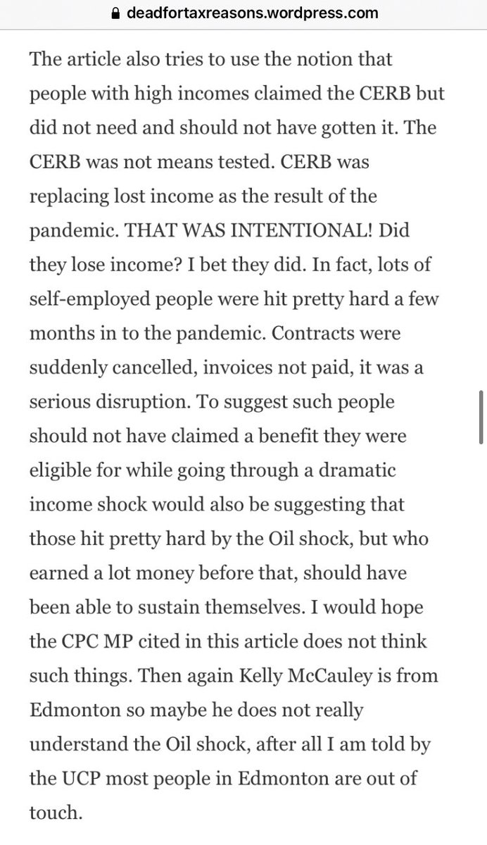 Thanks to all who posted this piece by  @LindsayTedds. Great fact-based article exposing this latest assault on the facts, in an attempt to sow propaganda by RW media &  #CPC.  #cdnpoli  #cdnmedia  https://deadfortaxreasons.wordpress.com/2020/11/19/no-800000-ineligible-canadians-did-not-receive-the-cerb/