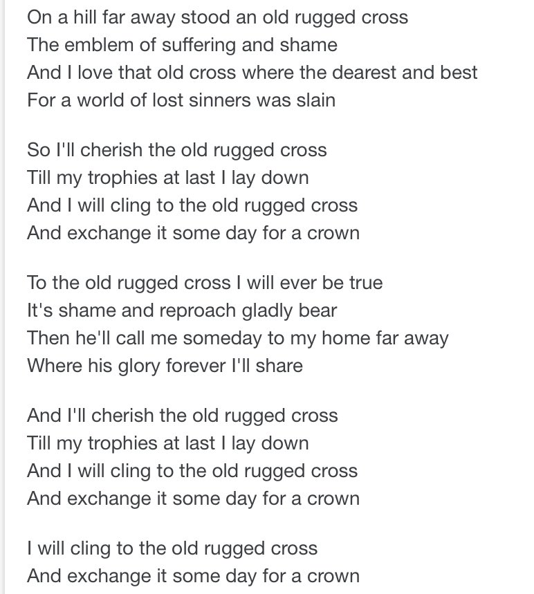 Shirkey singing “Old Rugged Cross” was deliberate. The lyrics are on the left, the song’s history is on the right. They believe there’s an epic battle coming, folks: Believers vs. Non-Believers. Many have been preparing for it all their lives. They believe this is God’s Will.  https://twitter.com/ReesusP/status/1329829289626243074