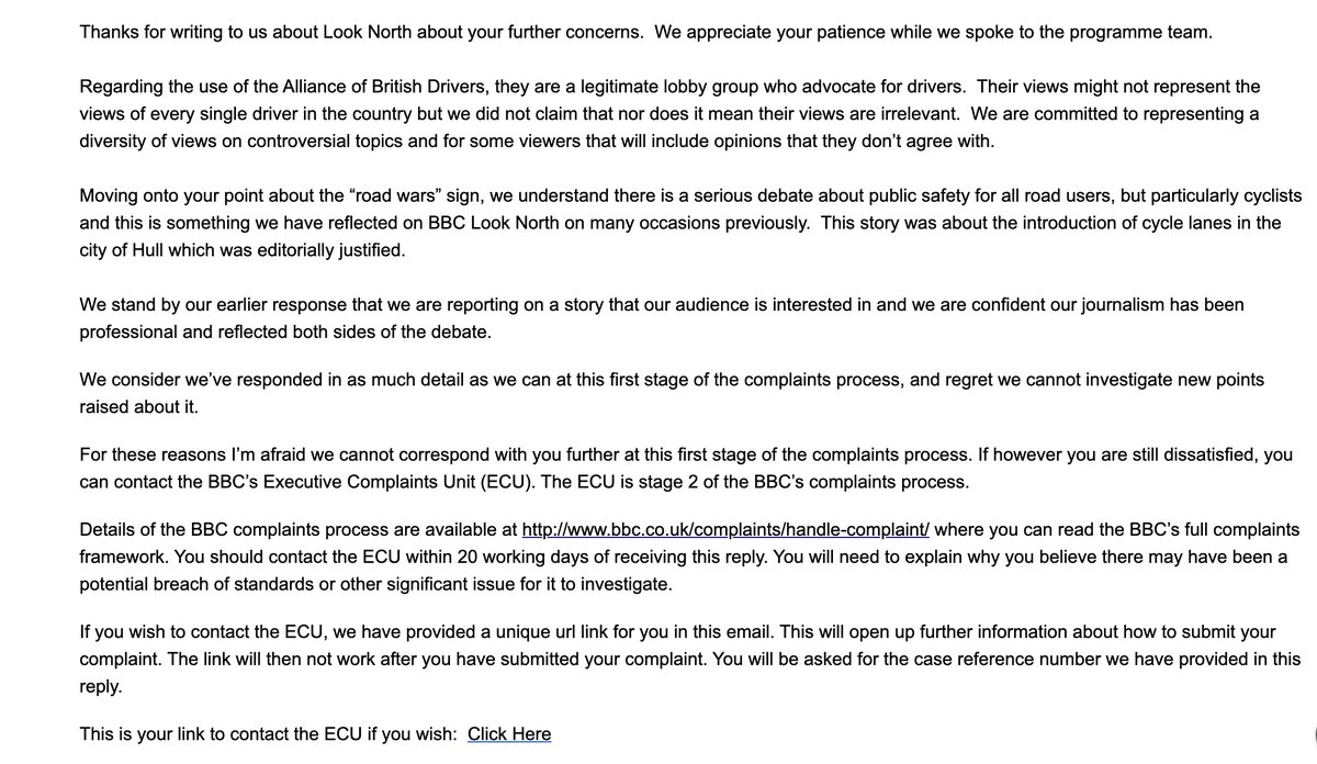 We also had cyclists labeled "lyca clad" to denigrate and the use of the ABD who claimed pop cycle lanes broke the law. My detailed complaints have taken months to process and the BBC have still not addressed them all. Today I got a follow up to my initial complaint