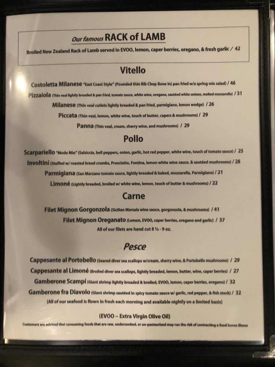 Paul Manno’s Menu.