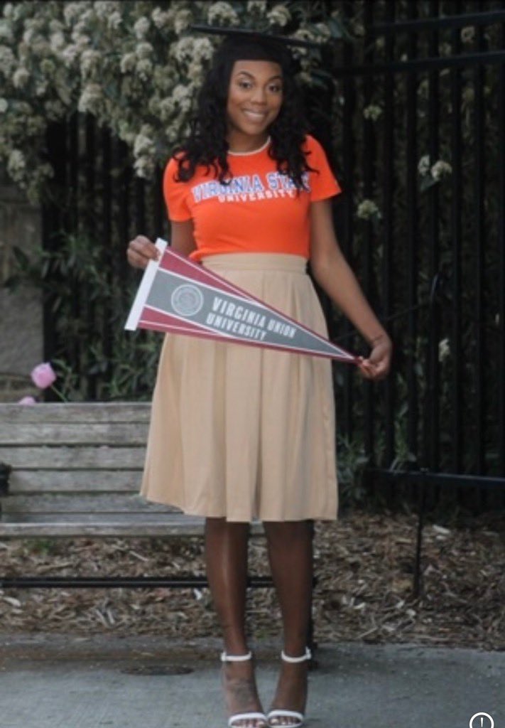 Ms. T celebrating her graduation from . @VSUCOE while still repping . @VAUnion1865  #vcaw  #HSHSVCAW2020