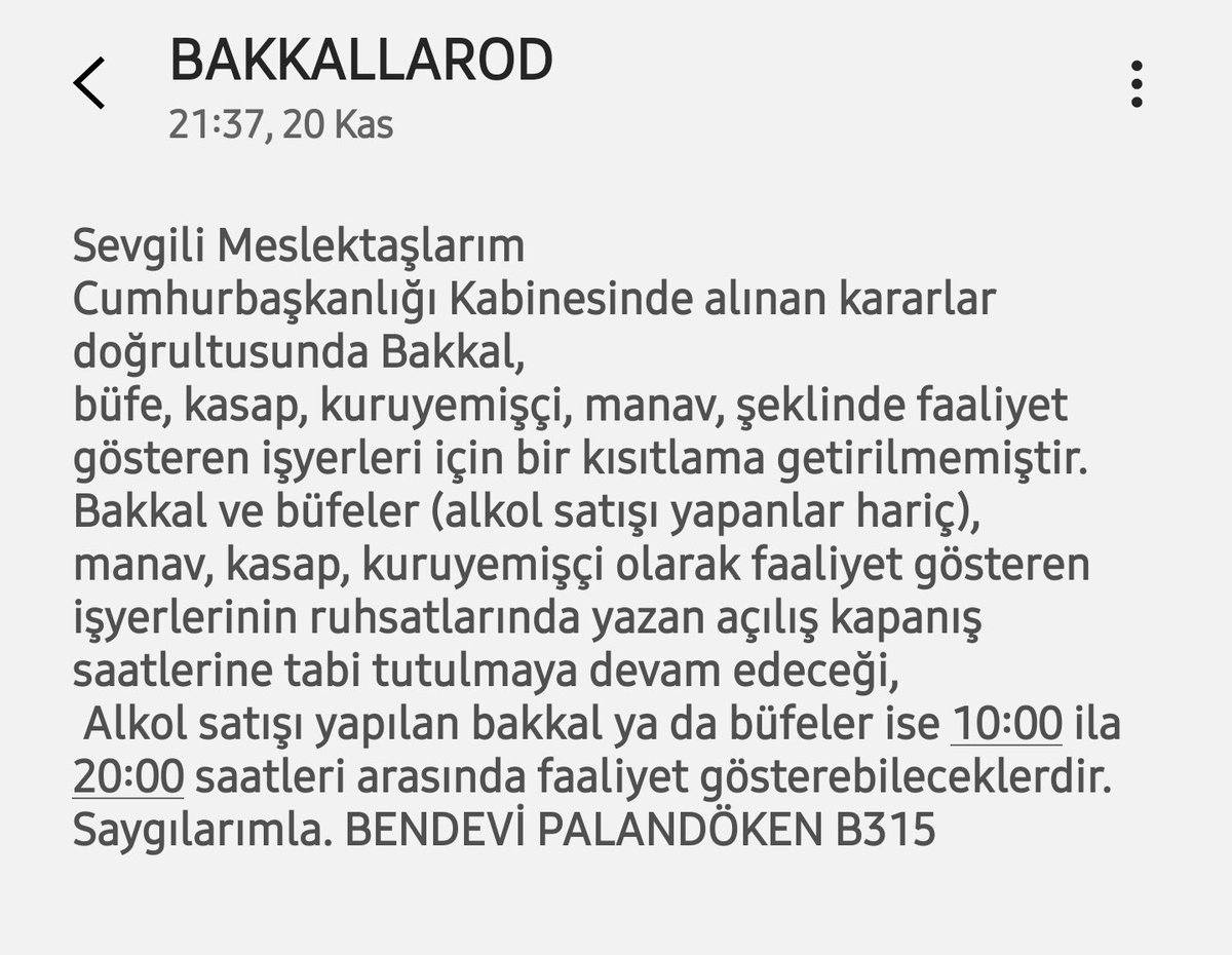 AybasOzgur's tweet photo. Alkol satan yerleri kapattırdılar ama alkol satmayan bakkal kuruyemişçi açık doğru corona virüsü oralara gitmiyor üstelik aidat ödediğimiz odalar bizlerin hakkını aramaları gerekirken bu faşizmin ayak sesleridir bizler 22 yasası ile boğuşurken adamlar 20:00 🕗 ye çektiler https://t.co/VpVah4orzB