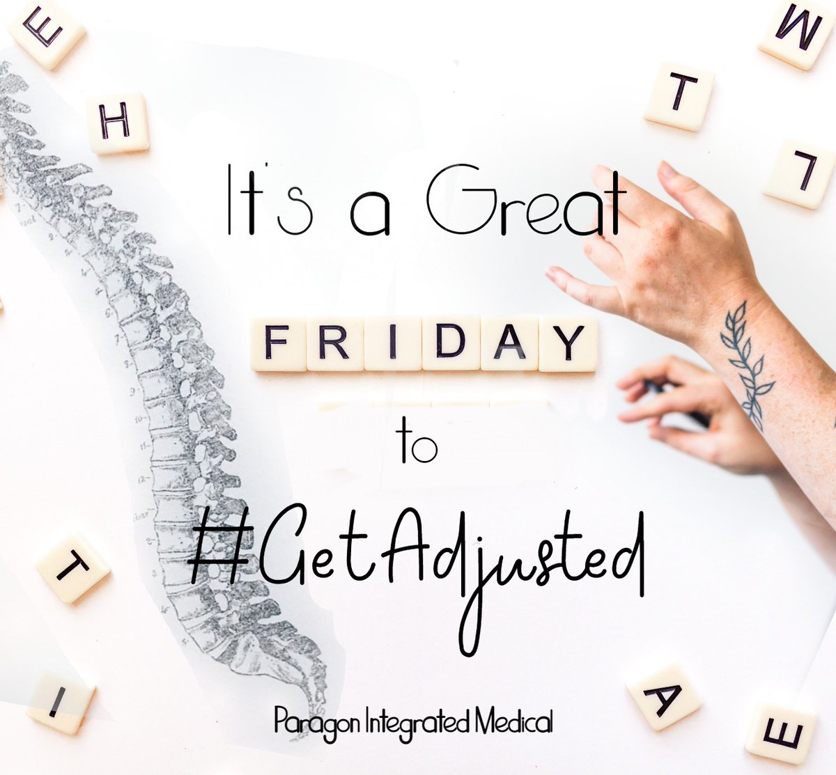 paragon_int_med's tweet photo. Happy Friday! It's a perfect day to get adjusted and feel great!  🦴🤲⁠Visit Paragon Integrated Medical in Lake Elsinore ca. 

#dontliveinpain #integratedmedical #chiropractic #PRP #triggerpoint #lifestyle #adjustment #ilovelakeelsinore  #wellness #health #backpain #painrelief https://t.co/PIsc5AsAa9