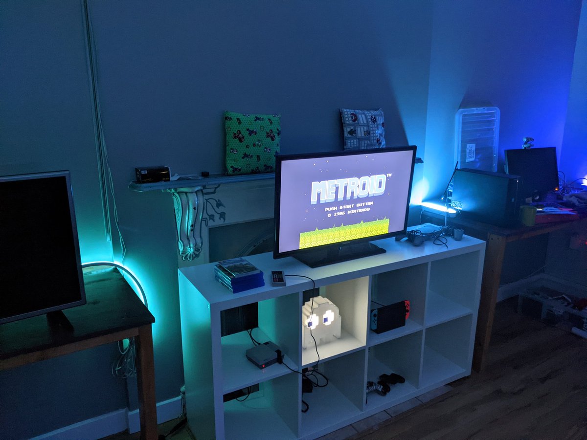 What did you do at work today?

With the help of the young people, today we set up a new youth gaming space, complete with Phillips Hue lighting. The lights are to provide a makeshift sensory room facility &amp; doubles up as a digital creative hub 

Not too shabby! 🖌️🎨🤓😎