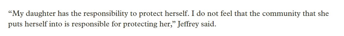 Jeffrey said her own daughter contracted CV19 & recovered in abt 2 weeks. Another daughter has a compromised immune system: “My daughter has the responsibility to protect herself. I do not feel that the community that she puts herself into is responsible for protecting her."16/17